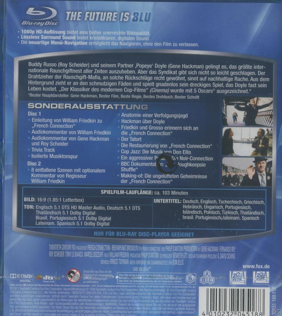Blu-ray-Disc-Cover. Der Titel lautet „The Future Is Blu“. Details zum Film und zu den Sonderausstattungen.