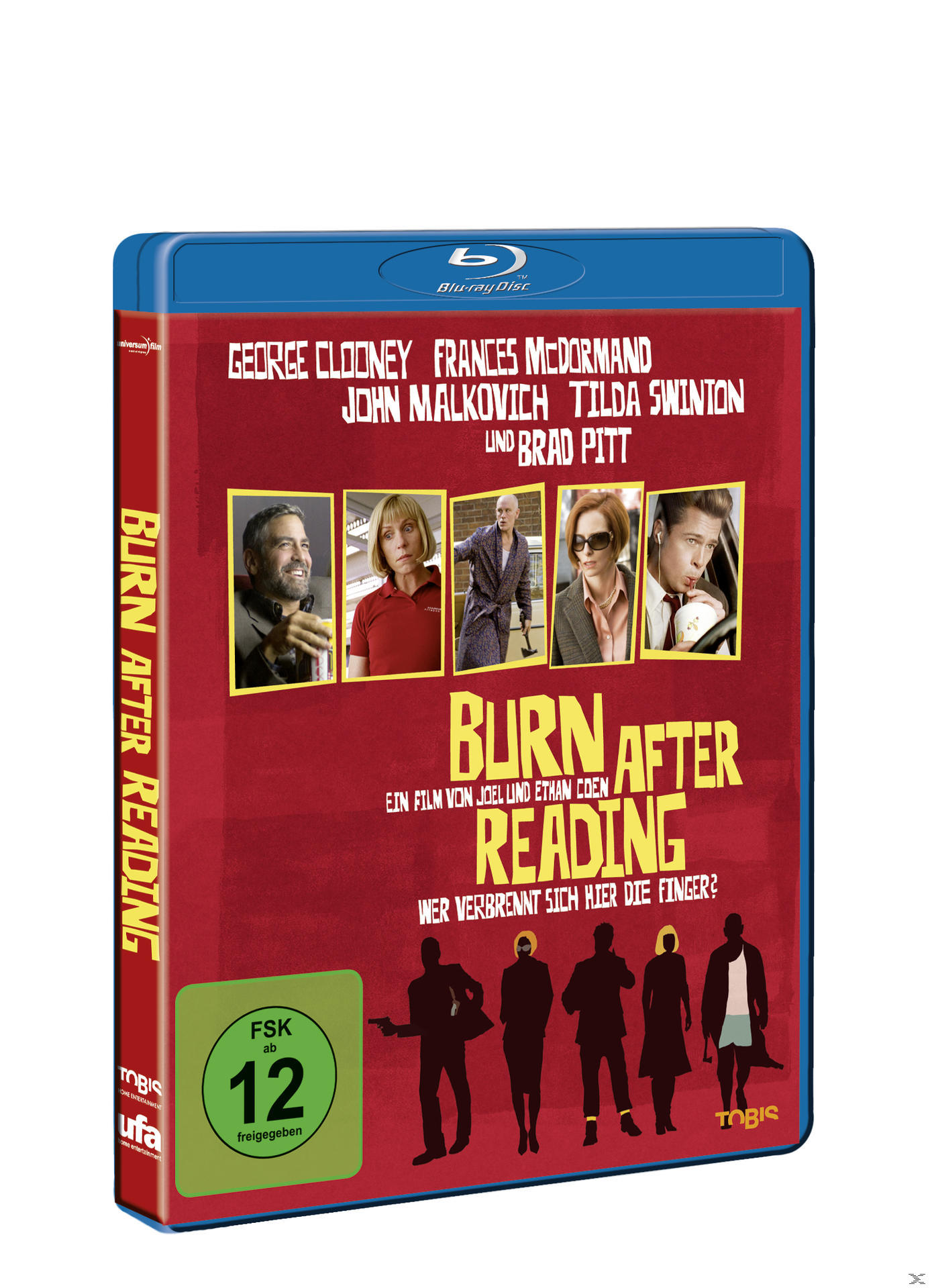 Blu-ray-Cover von 'Burn After Reading' mit George Clooney, Brad Pitt und Frances McDormand.