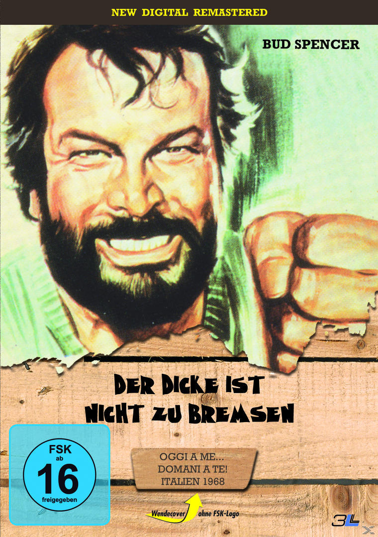 DVD-Cover mit Bud Spencer. Er lächelt auf einem Holzgrund mit Text. Der Film ist auf Italienisch.