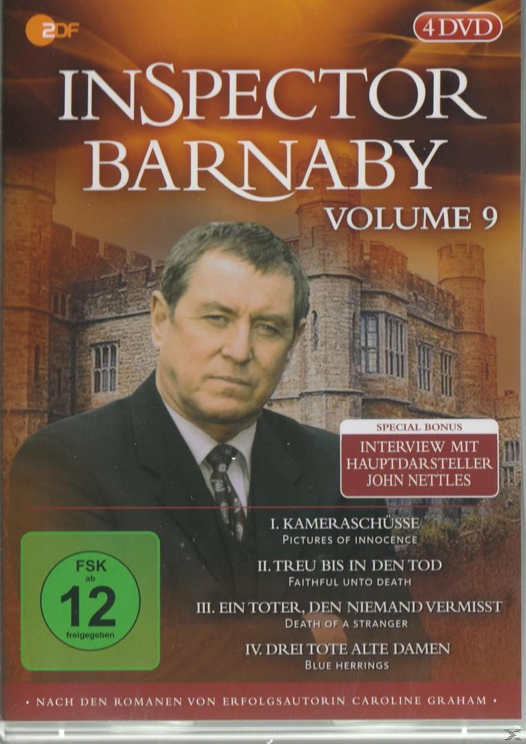 DVD-Cover von 'Inspector Barnaby'. Mann im Anzug vor einem Schloss. Mehrere Titel gelistet.