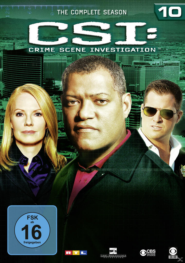 DVD-Cover für CSI: Crime Scene Investigation, mit Darstellern und dem Titel der Serie.