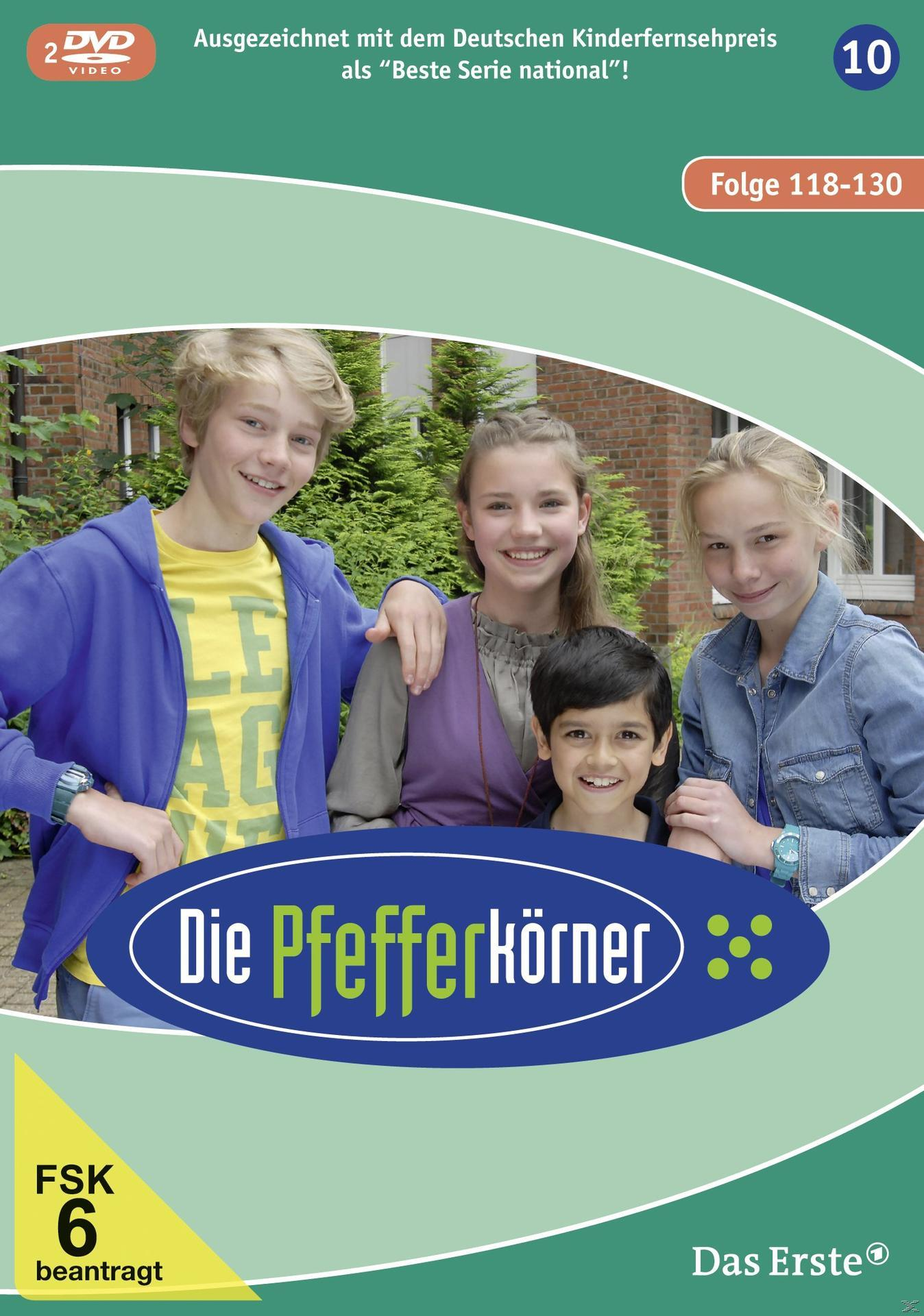 DVD-Cover: Vier lächelnde Kinder. Der Titel ist Die Pfefferkörner. Das Erste-Logo oben rechts.