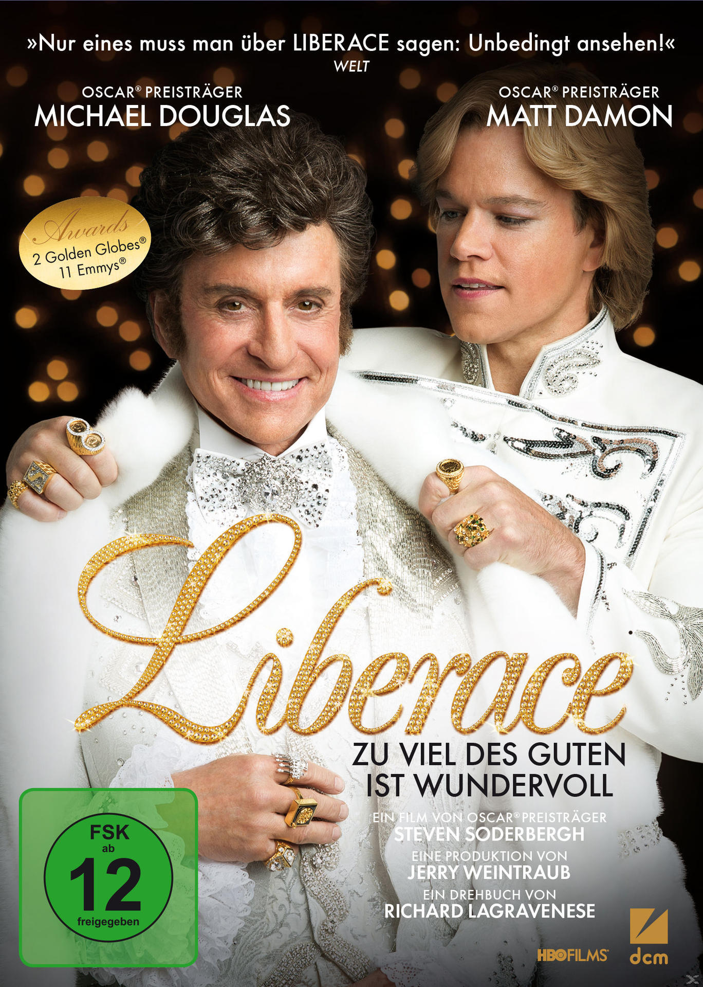 Filmposter mit Michael Douglas und Matt Damon, Filmtitel Liberace.