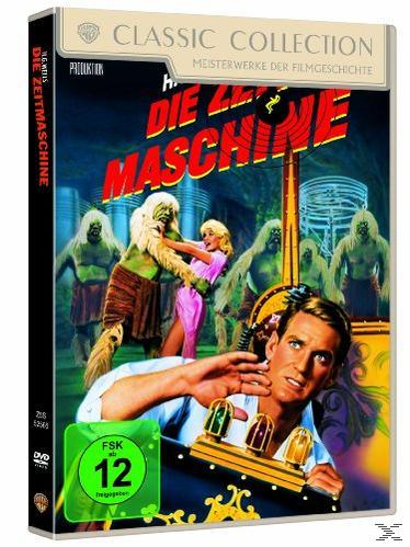 DVD-Cover für 'Die Zeitmaschine' mit Retro-Sci-Fi-Szene und Schauspielern.