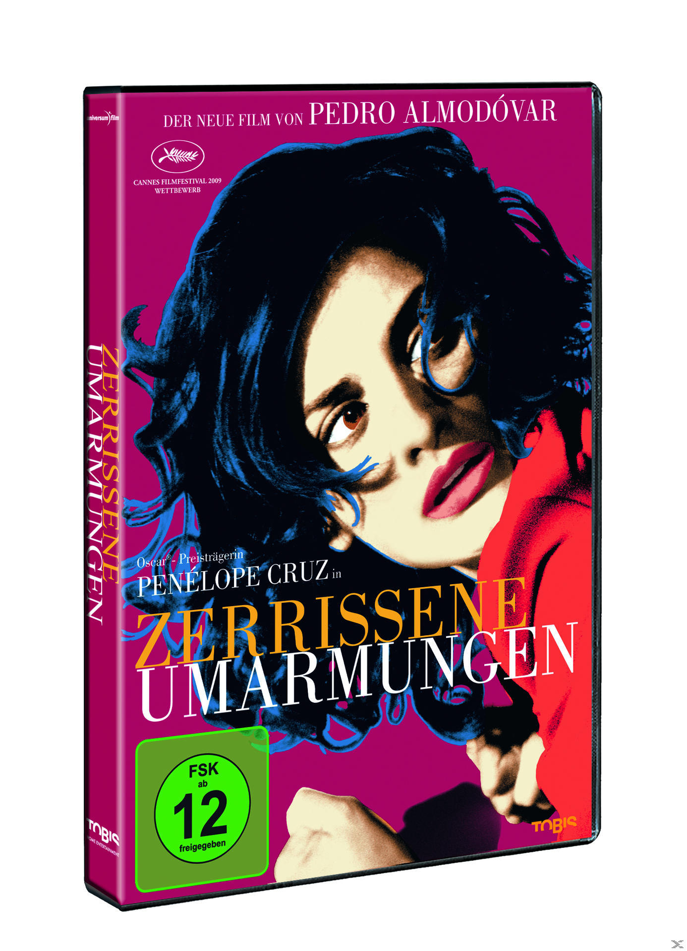Filmposter einer Frau mit dunklen Haaren und roten Lippen. Der Titel ist 'Zerrissene Umarmungen'. 'Penelope Cruz'.
