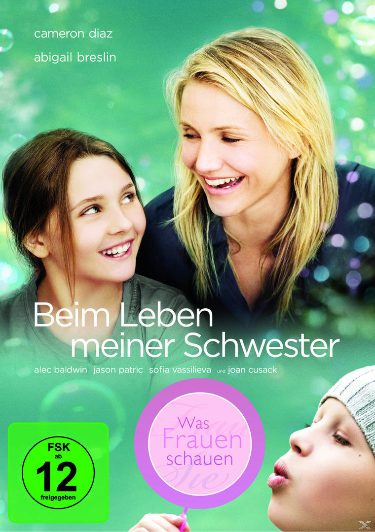 Filmcover: Cameron Diaz und ein lächelndes Mädchen. Text: "Beim Leben meiner Schwester". Blasen in der Ecke.