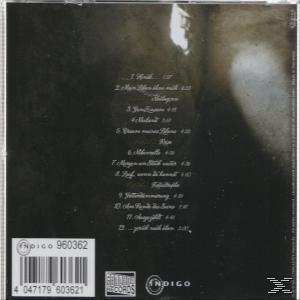 CD-Rückseite: Titelliste in weißer Schrift auf dunklem Hintergrund. Liste der Songtitel.