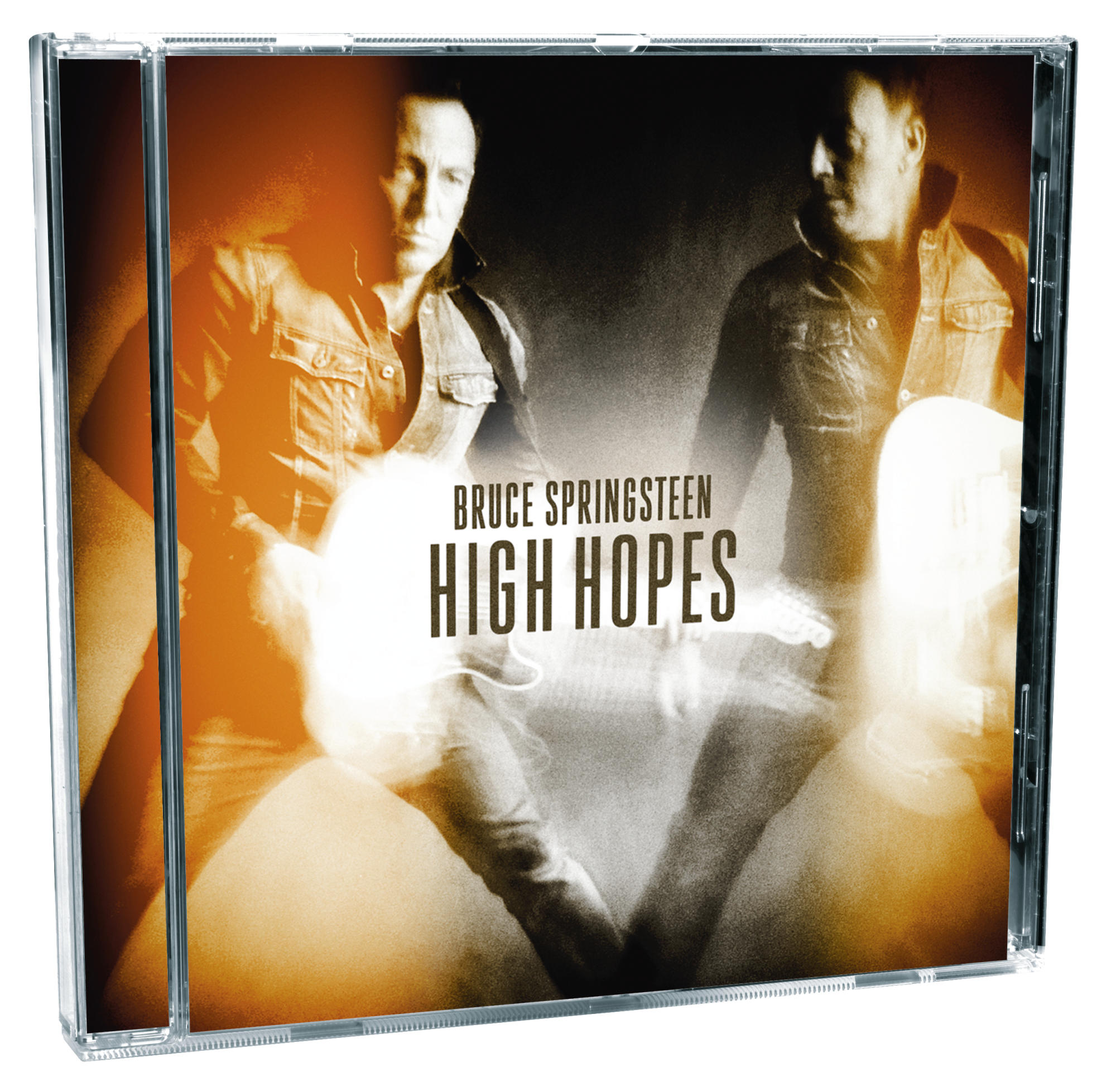 Albumcover von Bruce Springsteens High Hopes mit zwei verschwommenen Bildern von Springsteen.