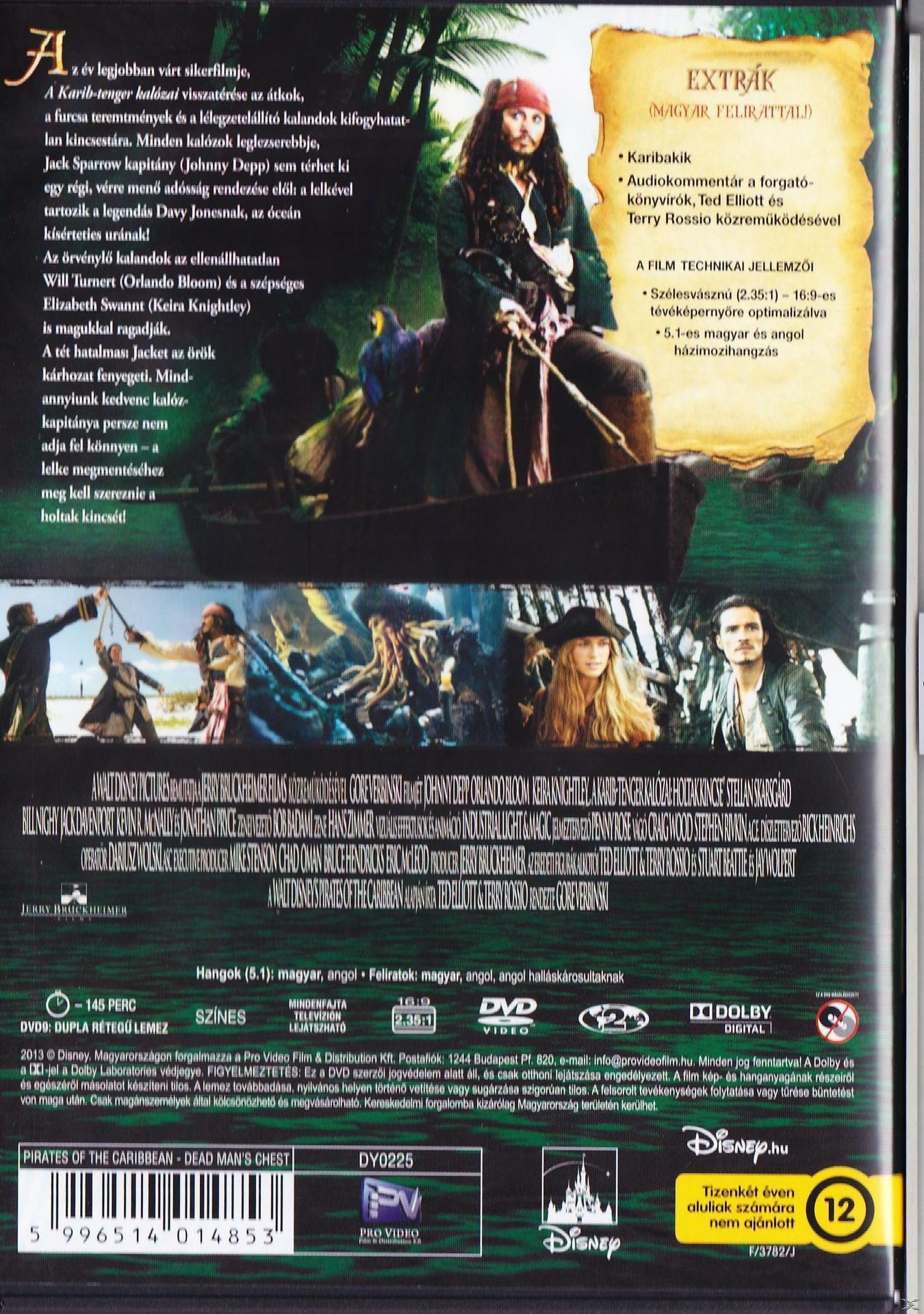 DVD hátlap, A Karib-tenger kalózai: A holtak kincse. Johnny Depp látható.