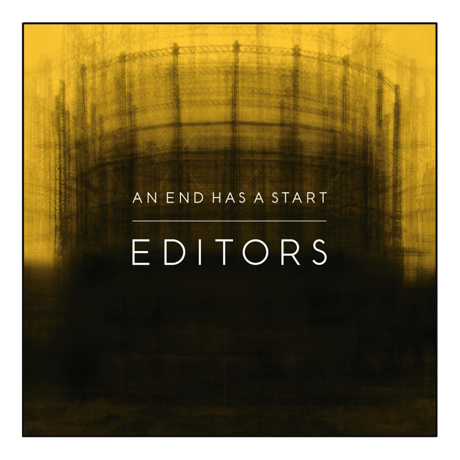 Albumcover. Abstraktes Bild mit Gelbtönen. Der Text lautet Editors.