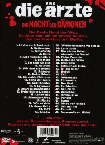 DVD-Rückseite. Text mit Titeln, Bandnamen und weiteren Informationen auf schwarzem Hintergrund.