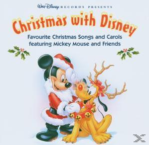 Albumcover mit Mickey Mouse als Weihnachtsmann und Pluto. Der Titel lautet "Christmas with Disney".