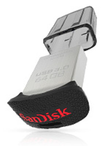 SANDISK ULTRA FIT USB-Stick, 16 GB, 130 MB/s, Schwarz/Silber