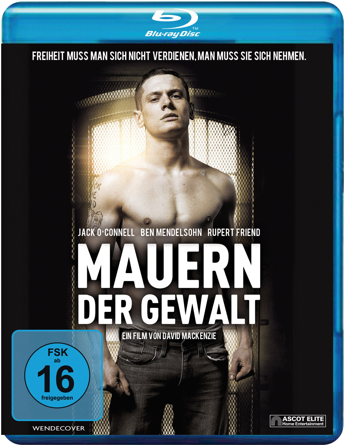 Blu-ray-Cover für einen Film mit einem Mann ohne Hemd in einer Zelle.