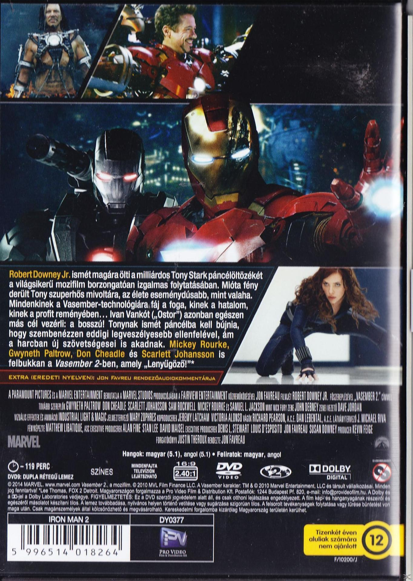 DVD borító: Iron Man 2, Iron Man, War Machine és más karakterekkel.