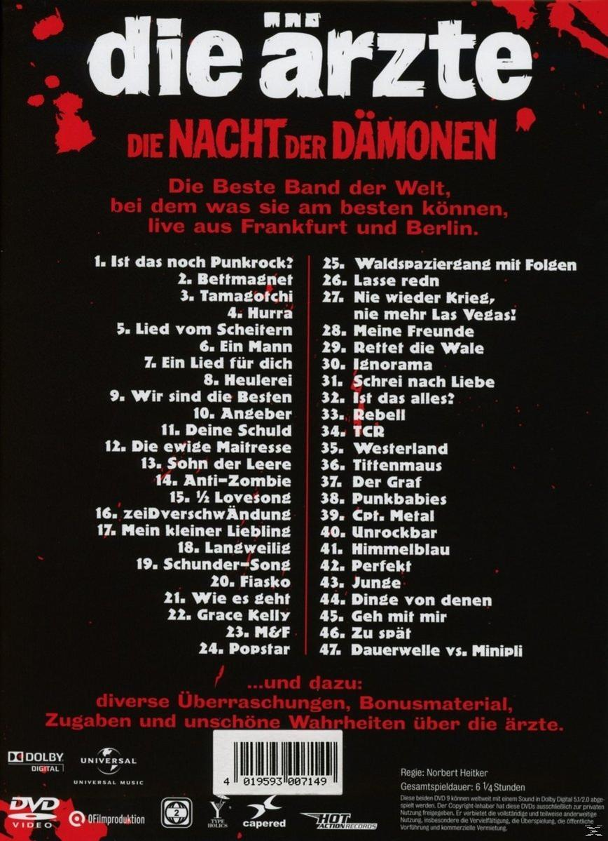 DVD-Cover mit Trackliste und dem Namen DIE ÄRZTE.
