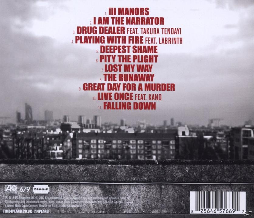 Albumcover. Roter Text vor einem Stadtbildhintergrund. Albumtitel und Titelliste werden angezeigt.