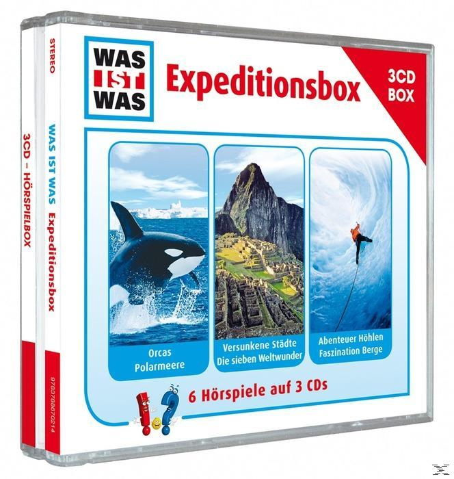 CD-Box-Set mit verschiedenen Bildern von Natur: Orcas, Berge und eine Person. Text auf Deutsch.