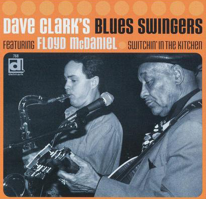 Album borító: Dave Clark's Blues Swingers. Két férfi hangszerrel, egy szaxofonnal és gitárral.