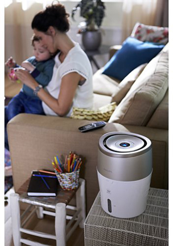PHILIPS Luftbefeuchter HU4803/01 mit hygienischer NanoCloud-Technologie Luftbefeuchter weiß/ grau metallic (Raumgröße: 25 m²)