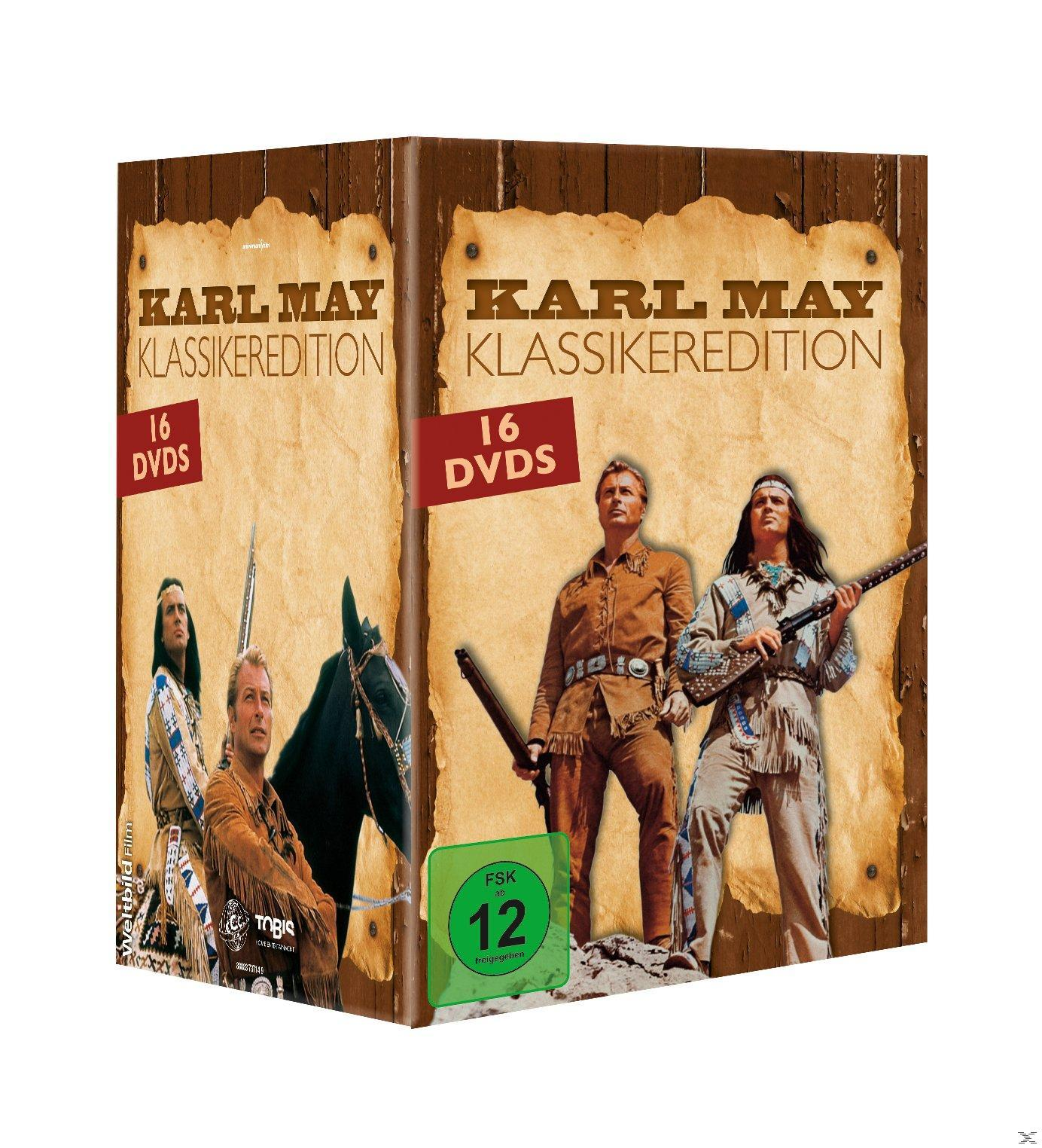 DVD-Set: Karl May, mit drei Männern und einem Pferd, ein Filmplakat.