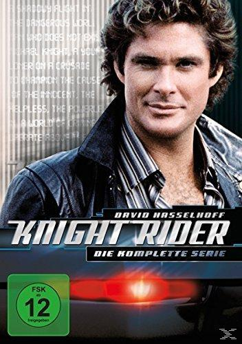 DVD-Cover: David Hasselhoff in 'Knight Rider'. Text auf Deutsch. Grünes FSK 12-Label.