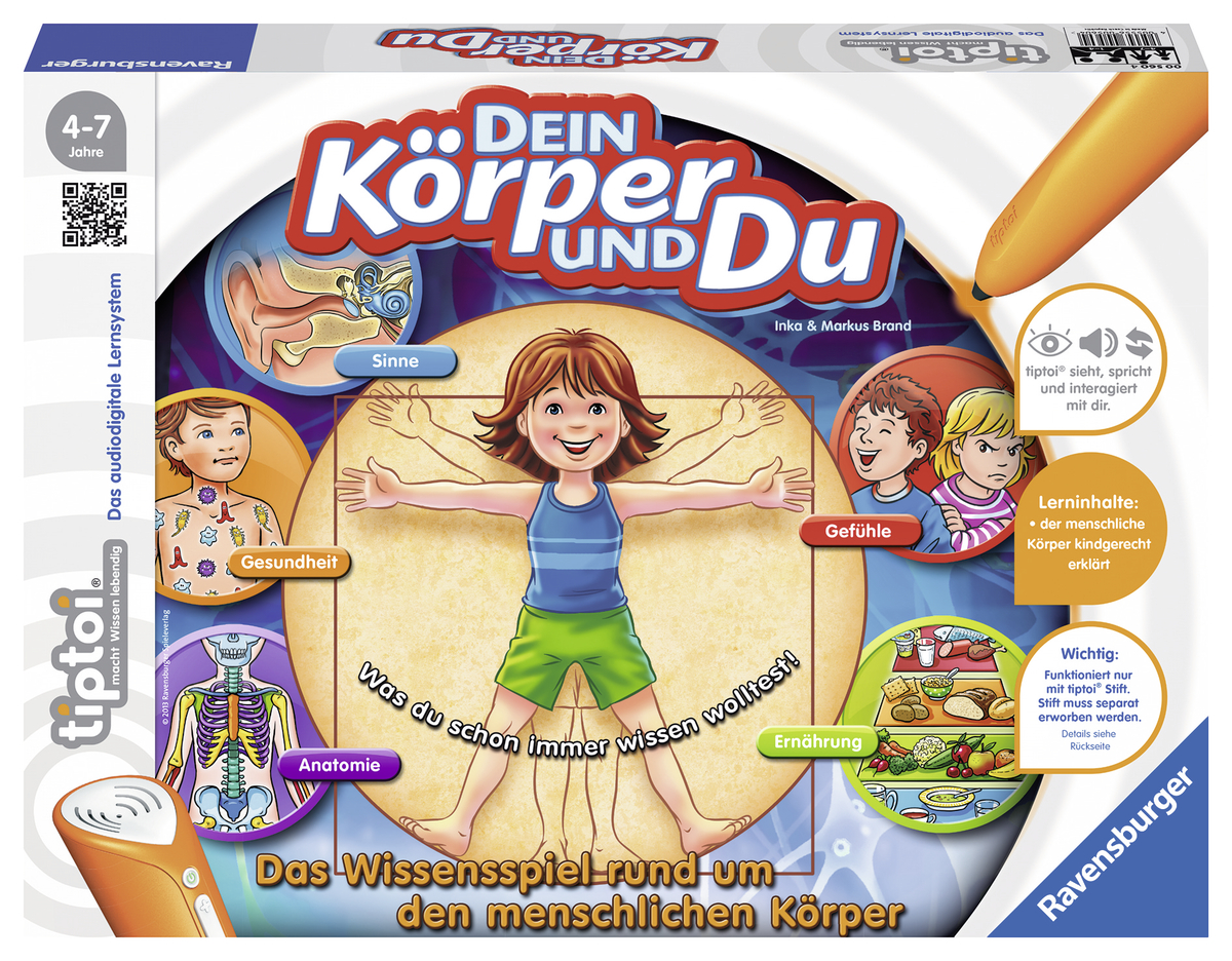 Brettspielbox mit Illustrationen des menschlichen Körpers. Weißer Hintergrund.