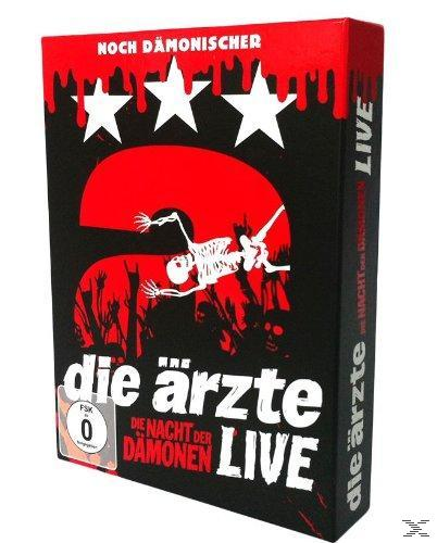 DVD-Cover mit rotem und schwarzem Design, mit dem Titel 'Die Ärzte LIVE'.