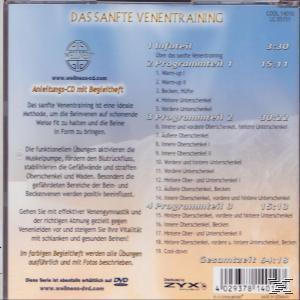 CD-Cover mit Text über Venentraining. Enthält Text, Grafiken und eine Liste von Übungen. Blauer Hintergrund.