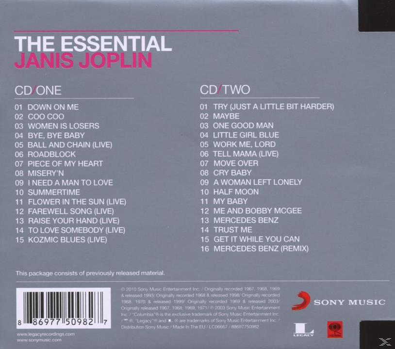 Album-Rückseite, Titelliste, mit dem Logo von Sony Music. Liste der Songs auf dem Album.