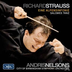 CD-Cover mit einem Dirigenten, der seinen Taktstock hebt. Der Titel steht über dem Dirigenten, der Name des Komponisten oben.