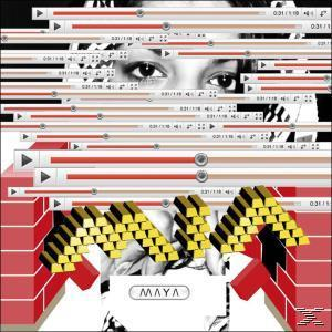 Albumcover mit Augen, Audio-Wellenform-Elementen und Text. Rote, weiße und schwarze Farben.