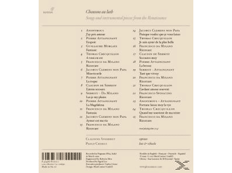 Thumbnail - Ansermet/Cherici - Chansons Au Luth-Lautenlieder (CD)
