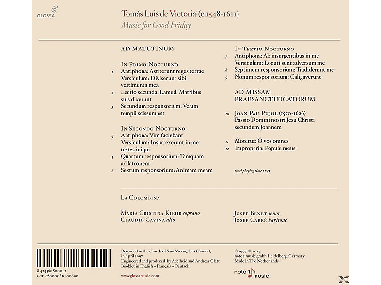 Thumbnail - La Colombina - Musik für Karfreitag (CD)