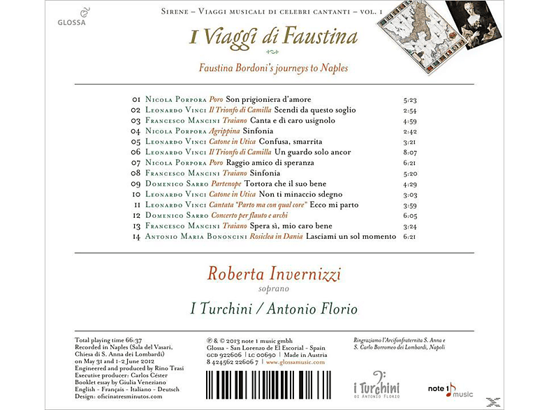 Thumbnail - Roberta Invernizzi, Antonio Florio, I Turchini - Viaggi di Faustina (CD)