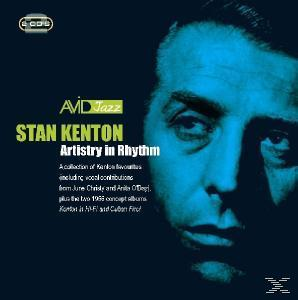CD-Cover-Art mit einem blau-schwarzen Farbschema. Das Gesicht eines Mannes befindet sich auf dem Cover. Der Titel lautet 'Artistry in Rhythm'.