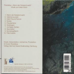 Albumcover mit blauem und grünem Hintergrund und einer Titelliste.