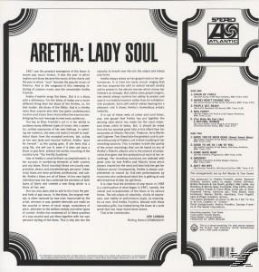 Die Rückseite eines Albumcovers mit weißem Text auf schwarzem Hintergrund, der Songs von Aretha Franklin auflistet.