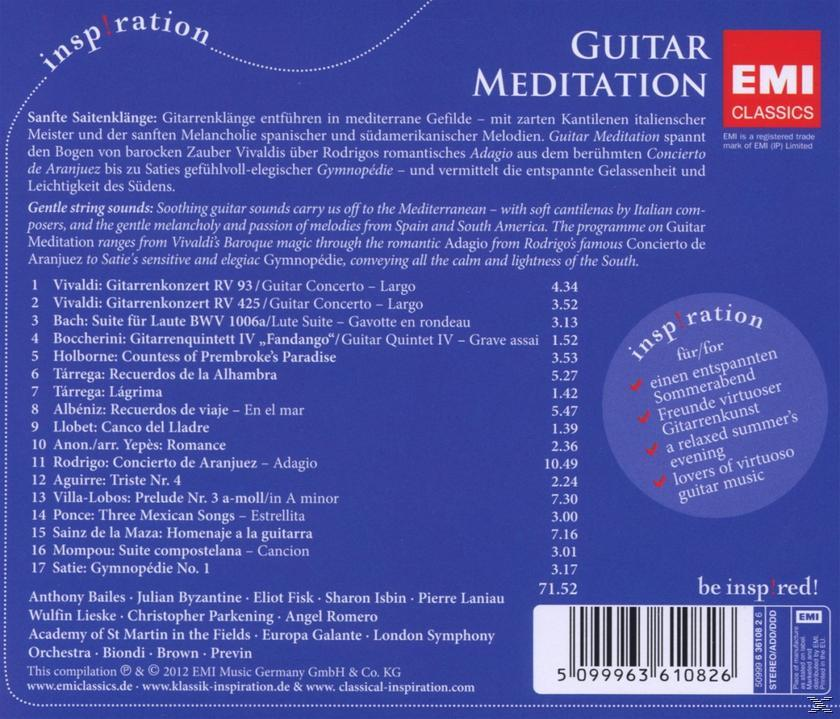 Albumcover, Gitarrenmusik-Thema. Text in Englisch und Deutsch.