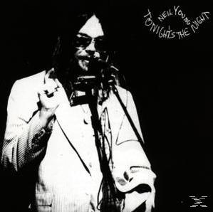 Schwarz-Weiß-Albumcover von Neil Young. Er singt in einem dunklen Raum in ein Mikrofon.