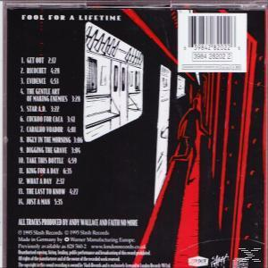 CD-Rückseite mit Trackliste. Rote und weiße U-Bahn-Grafiken. Der Künstler ist Faith No More.