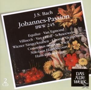 CD-Cover mit Text 'J.S. Bach Johannes-Passion', Blumenkunstwerk und Logo 'Das Alte Werk'.