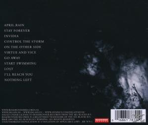 Schwarze CD-Rückseite mit Titeln: April Rain, Stay Forever, Invidia, Control The Storm, On The Other Side und mehr.