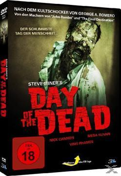 DVD-Cover von 'Day of the Dead' mit Zombie-Bild, rotem Text, Schauspielernamen und einer '18'-Bewertung.