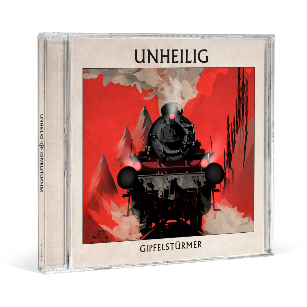 CD-Hülle mit Grafik eines Zuges, Titel: UNHEILIG GIPFELSTÜRMER.