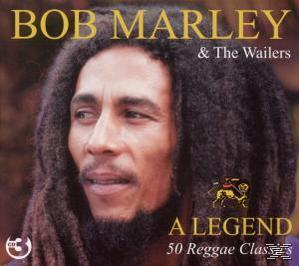 Bob Marley album borítója. Portré rasztával, arany színű szöveggel és kis logóval.
