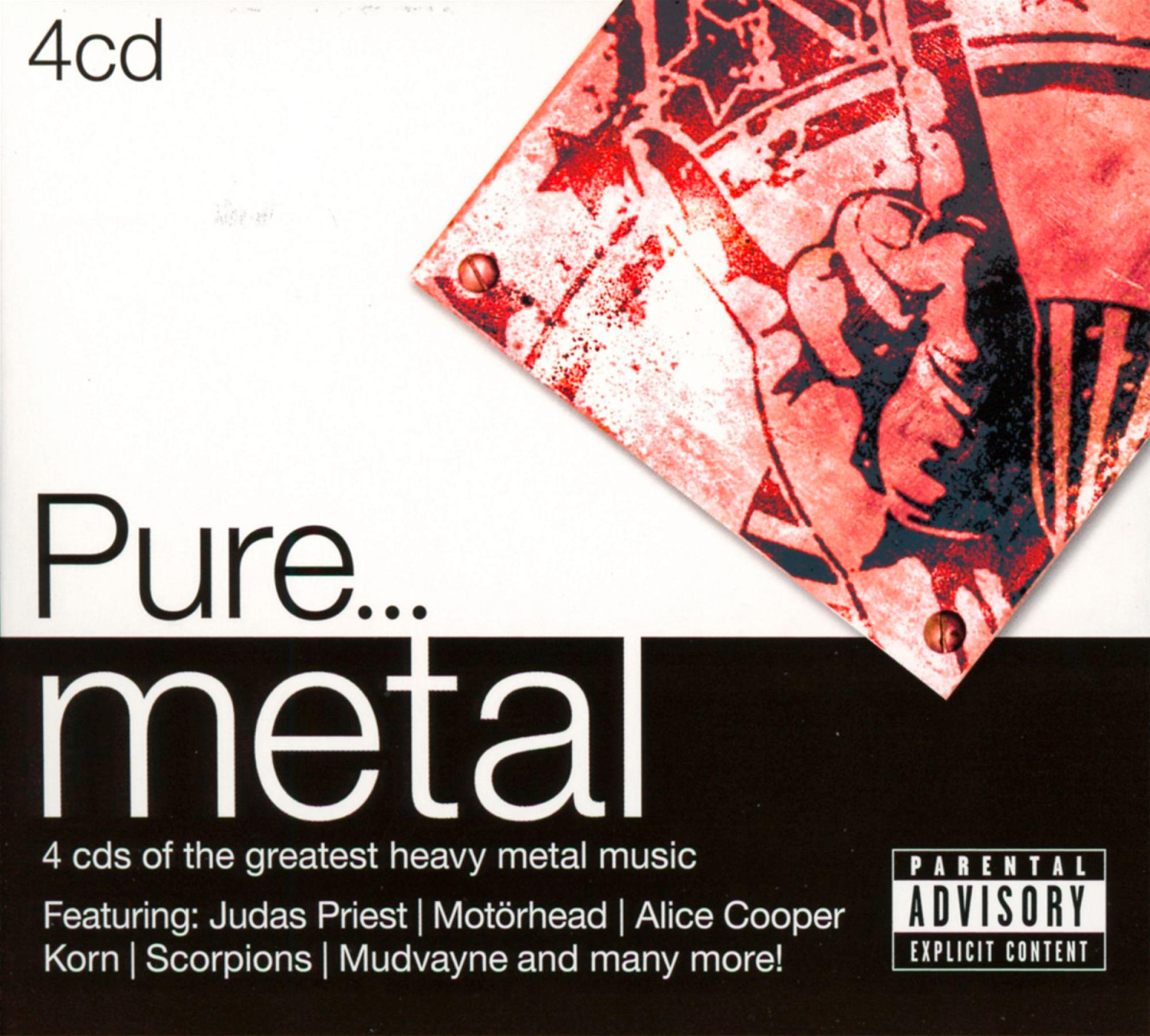 Couverture du CD Pure... Metal. Contient du texte et une illustration rouge, avec avertissement parental.
