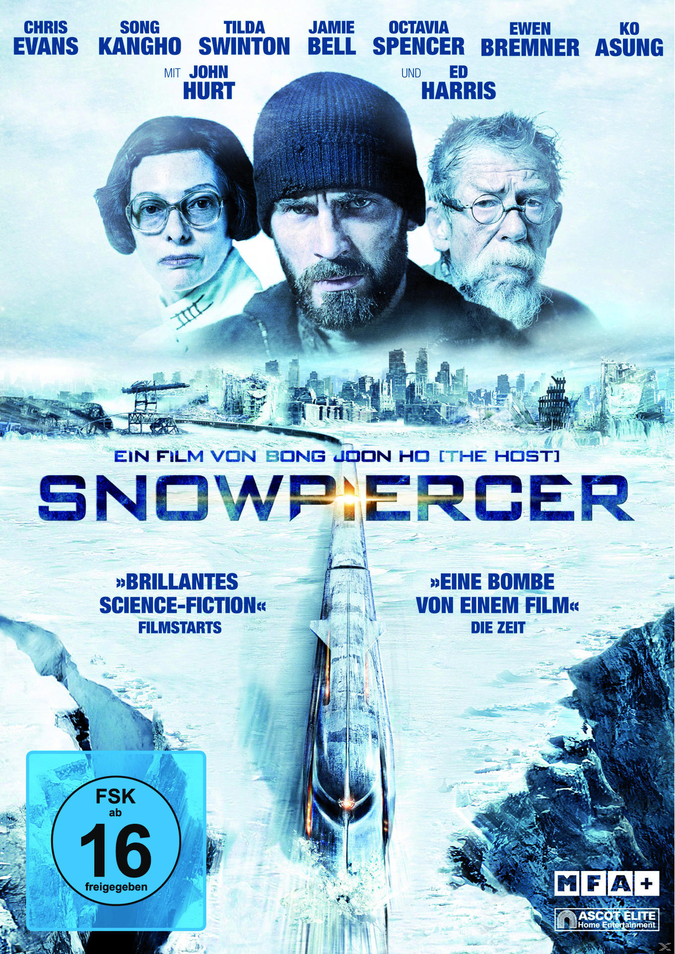 DVD-Cover: Drei Personen, ein Zug und eine Landschaft in winterlicher Umgebung.