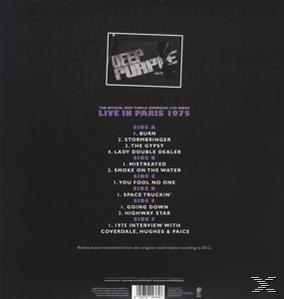 Albumcover, schwarzer Hintergrund mit Deep Purple Text, Titelliste.