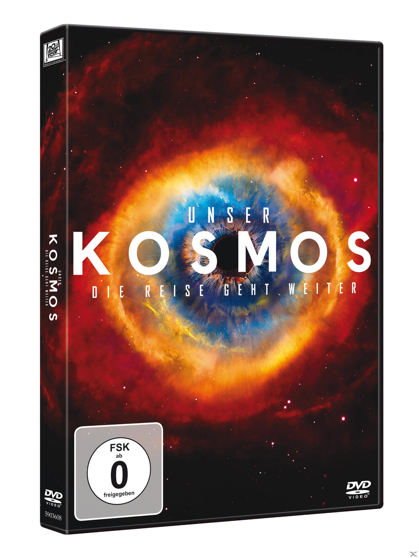 DVD-Hülle mit kosmischem Thema. Der Titel ist auf Deutsch. Rote und blaue Farben.